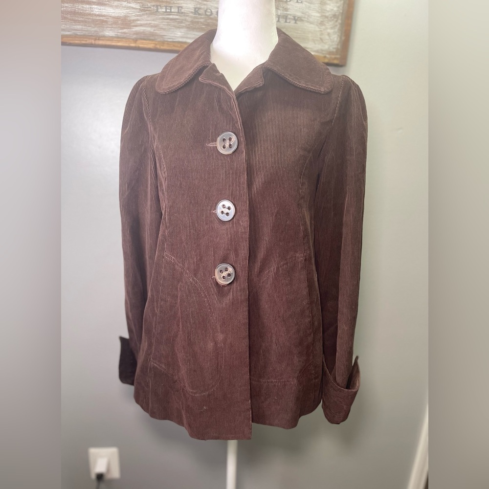 Black Rivet Women's Brown Corduroy A-Line Swing Coat Size Small‎